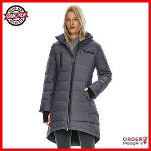 Women's Winter Down Jacket Long Quilted Puffer Coat Hooded Slim Fit